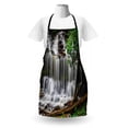 thumbnail image 3 of Waterfall Apron, Photo of Jungle Wonders in Forest Natural Fountain Mother Earth Scene, Unisex Kitchen Bib with Adjustable Neck for Cooking Gardening, Adult Size, Lime Green Dark Cocoa, by Ambesonne, 3 of 4