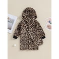 thumbnail image 2 of Kids Girls Fleece Hoodies Jacket Leopard Print Hooded Long Sleeve Plush Coat Fall Winter Outerwear with Bag, 2 of 8