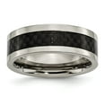 thumbnail image 1 of Grey Titanium Ring Band Wedding Black Carbon Fiber Comfort, 1 of 6