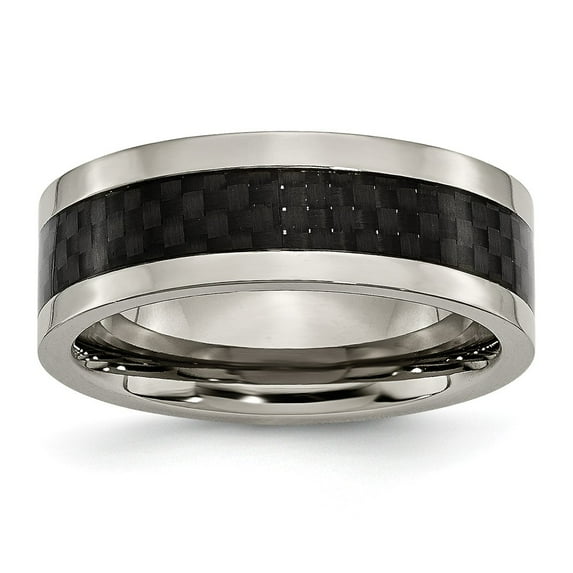 Grey Titanium Ring Band Wedding Black Carbon Fiber Comfort