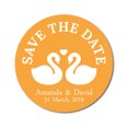 thumbnail image 1 of Darling Souvenir Round 45 Pcs Loving Swans Save The Date Stickers Personalized Bride Groom Names And Date Envelope Seals- Pale Orange, 1 of 4