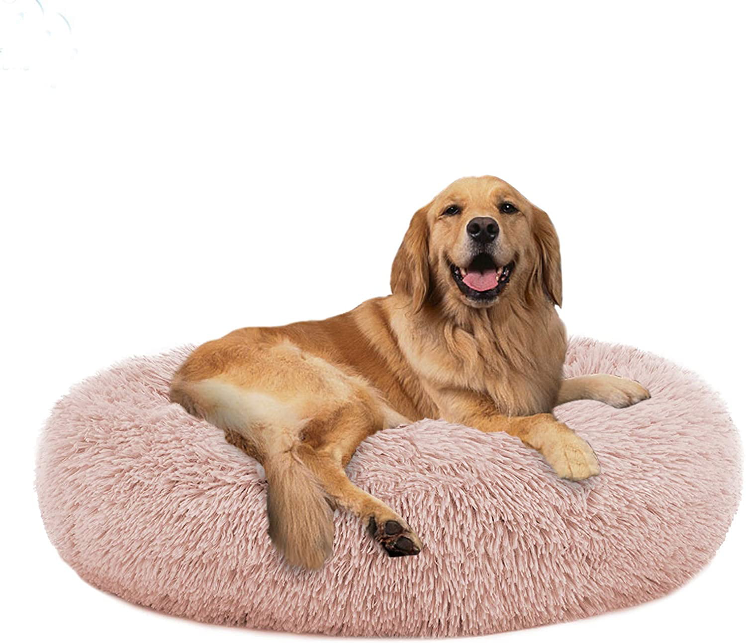 24/32/36 Faux Fur Pet Bed Self-Warming Donut Cuddler PUPPBUDD Calming Dog Bed Cat Bed Donut Comfortable Round Plush Dog Beds for Large Medium Dogs and Cats 