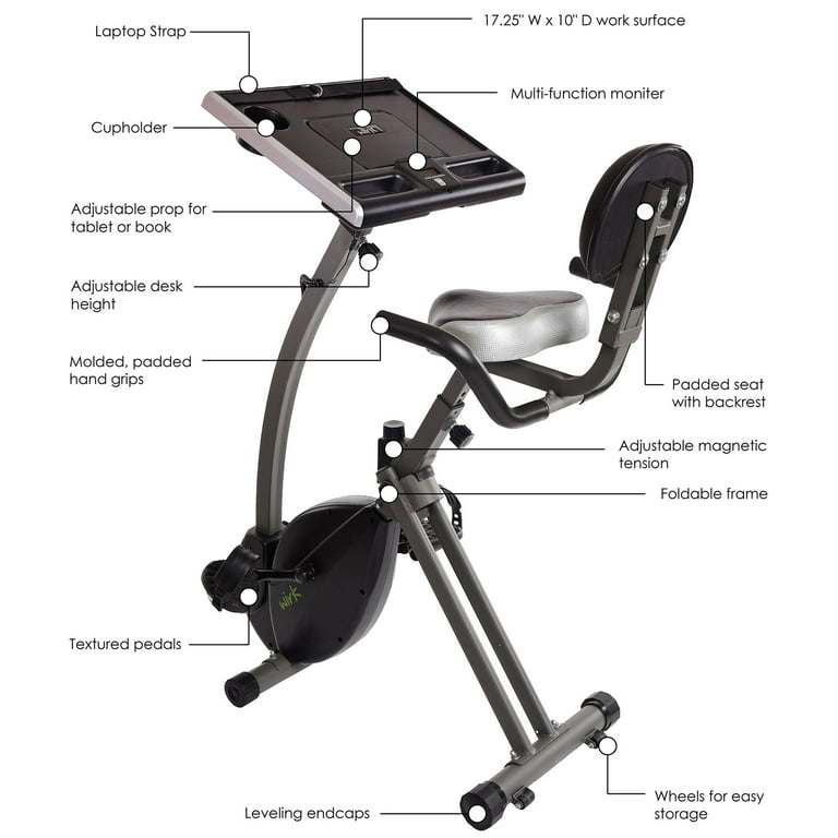 Stamina WIRK Ride: Upright Exercise Bike Standing Desk, 300lb