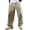 #457-Khaki, variant on Mens Striped Pants Elastic Waist Drawstring Casual Straight Leg Linen Look Trousers with Pockets Gift