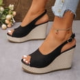 thumbnail image 4 of Taylonsss Women's Fashionable Casual Wedge Sandals for Spring and Summer Plus Size Beach Sandals with Peep Toe and Adjustable Buckle Strap, 4 of 9