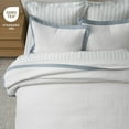 thumbnail image 5 of EVERGRACE Cotton Border Frame Tack-Stitch Quilt Bedding Set Queen Size, Coastal Oversized 3 Pieces Lightweight Bedspread Coverlet for All Season, with 2 Matching Shams, Blue Linen, 5 of 8