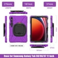 thumbnail image 2 of for Samsung Galaxy Tab S9 11.0" 2023, Rugged Kids Friendly Silicone Case with Folding Stand / Handle Grip Pencil Holder with Shoulder Strap for Tab S9 FE 10.9" 2023 - Purple, 2 of 12