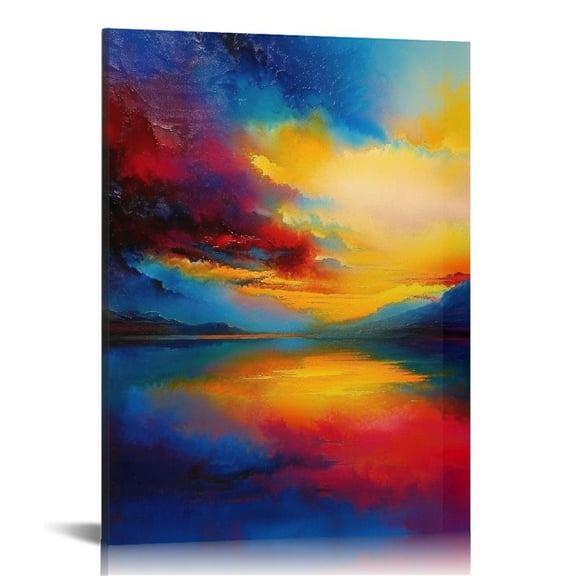 JRXY Abstract Wall Art Decor, Colorful Sky Modern Abstract Black Framed Wall Art Canvas Prints for Home Living Dining Room Kitchen Decor 12x16 in