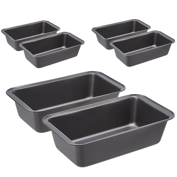 6 Pack Large Rectangular Baking Bread Loaf Pan, 9.5 x 5 Inch Heavy Duty Steel for Banana Bread, Meatloaf, Pound Cake & Casseroles Gray