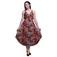 thumbnail image 1 of Bimba Floral Ladies Printed Resort Midi Drawstring Dress Spaghetti Strap Beach Wear-XX-Large, 1 of 1