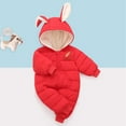 thumbnail image 4 of Mercatoo Baby Girls Hooded Romper Outerwear Winter Rabbit Ear Thick Jacket Toddler Girls Long Sleeve Coats 1 to 18 Months, 4 of 9