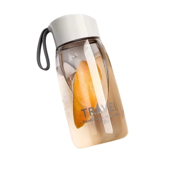 Portable Water Bottle, Bpa Free Water Bottle, Water Bottle with Strap, Clear Gray Plastic, 3X6 In, Fruit Infusion, Leak Resistant, Travel Outings, Kids Hydration, 1 Pc