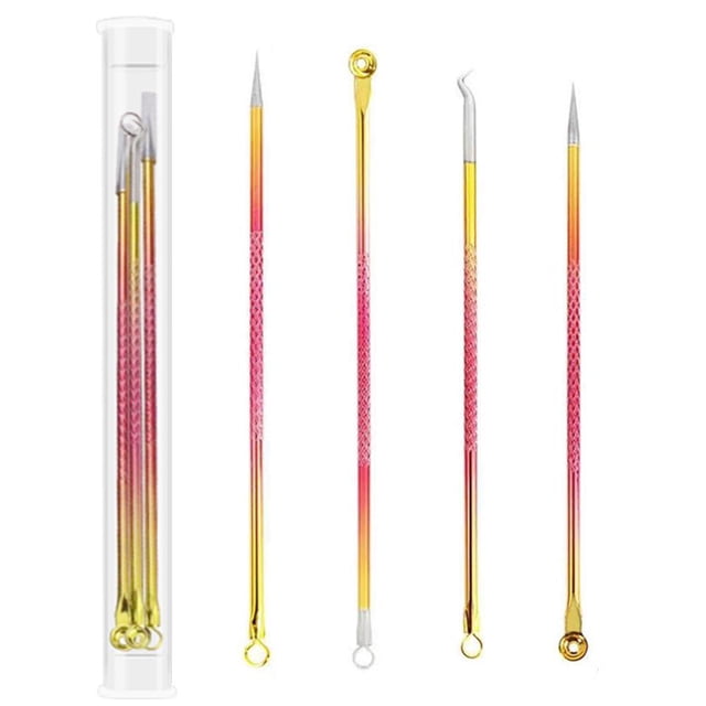 XIAOL 4S Couleur Outils de Suppression des Points Noirs, Kit d'Outils pour Boutons, Outil Extracteur d'Acné, Ensemble d'Outils Professionnels en Acier Inoxydable pour Éliminer les Boutons et Imperfections Violet