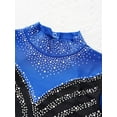 thumbnail image 5 of Yeahdor Girls Gymnastics Leotard Shiny Rhinestones Long Sleeve Biketard Dance Unitard Jumpsuit A Royal Blue 10, 5 of 7
