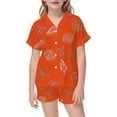 thumbnail image 2 of JAJAHO Girls Satin Pajama Sets Bow Print Summer Sleepwear Short Sleeve Button Up Shirts And Shorts 2 Piece Set 2-13Y, 2 of 4