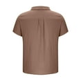 thumbnail image 3 of GuangCheng Mens Solid Color Textured Short Sleeve Shirts,Baggy Fit,Soft,Breathable,Pullover,Dress Shirts,Brown,Size 4XL, 3 of 5