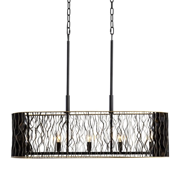 Varaluz Estela 5-Lt Linear Pendant - Matte Black/French Gold