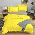 thumbnail image 2 of DNG Creations 1 Piece Ruffle Diamond Comforter All Season 550 GSM Twin/Twin XL Size - 800 Threads Count, 100% Egyptian Cotton Solid Yellow Colour, 2 of 7
