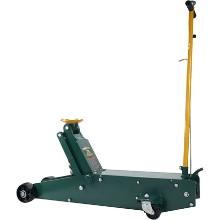 Omega Pro 10 Ton Service Jack - Long Chassis Hydraulic Lift from 7  to 27  with Handle Position Lock