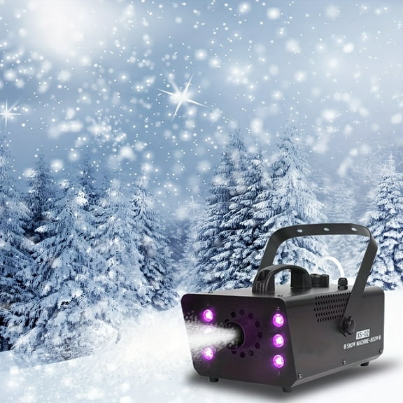 [LED Snow Machine] 800W Remote Control Snow Machine With LED Light | 6pcs RGB 3-in-1 Colorful Spray Equipment For Party, Christmas, Wedding
