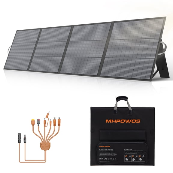 MHPOWOS 220W N-Type Foldable Solar Panel Portable Solar Charger 25.5% High Efficiency 16BB for Power Station Solar Generator