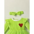 thumbnail image 2 of ZAXARRA Nouveau-Né Bébé Filles Partie Robe à Manches Longues Coeur Imprimé Tulle Robe + Bandeau Ensemble Vêtements d'Hiver Automne Mignon, 2 of 6