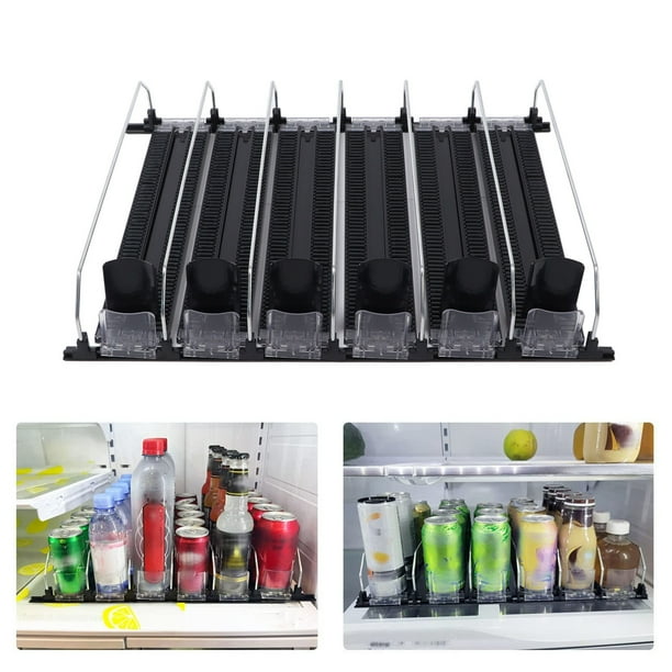 Organizador De Bebidas Para Frigorífico, Soporte Autoempujante, 6 Filas Ajustables