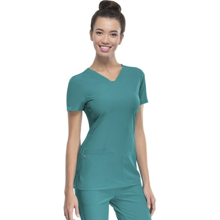 

HeartSoul Break On Through Women Scrubs Top Shaped V-Neck 20710 S Teal Blue