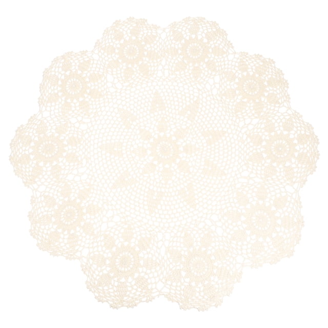 Mantel de ganchillo hecho a mano, cubre mesa redonda de 32 pulgadas con encaje de bauhinia, beige