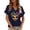 Blue, variant on Mardi Gras Women's Print V-neck Short Sleeved Casual T-shirt,Navy,Size L
