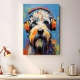 thumbnail image 2 of Soft Coated Wheaten Terrier Wall Art - Funny Dog Canvas Canvas for Kids' Room 11x17inch - Colorful Puppy with Earphone Pictures Framed Ready to Hang, 2 of 4