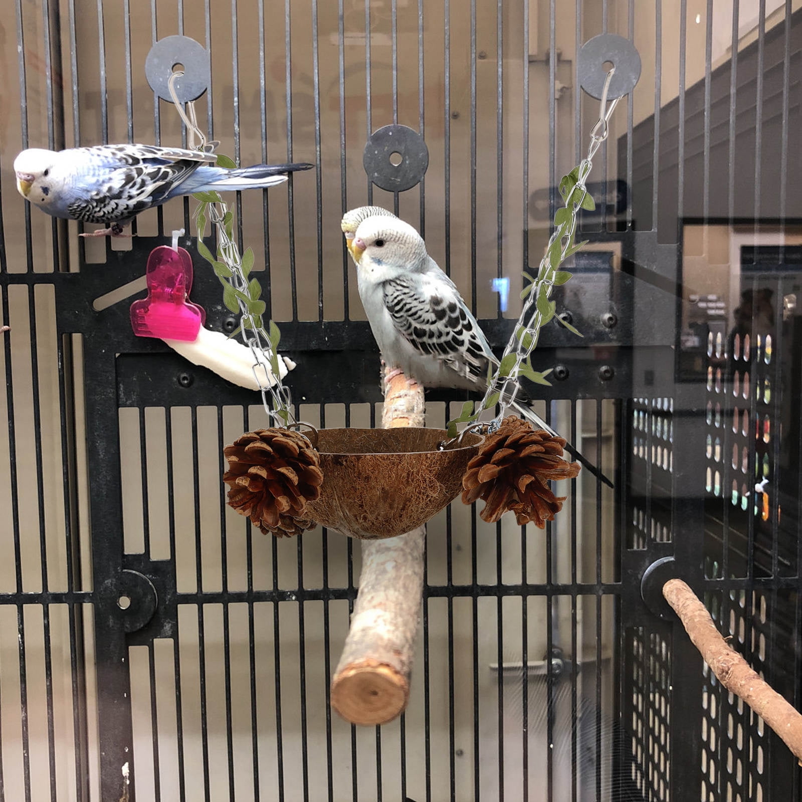 CHICHUMID Bird Hanging Nest Swing Bed for Parrot Resting in Coconuts Shell