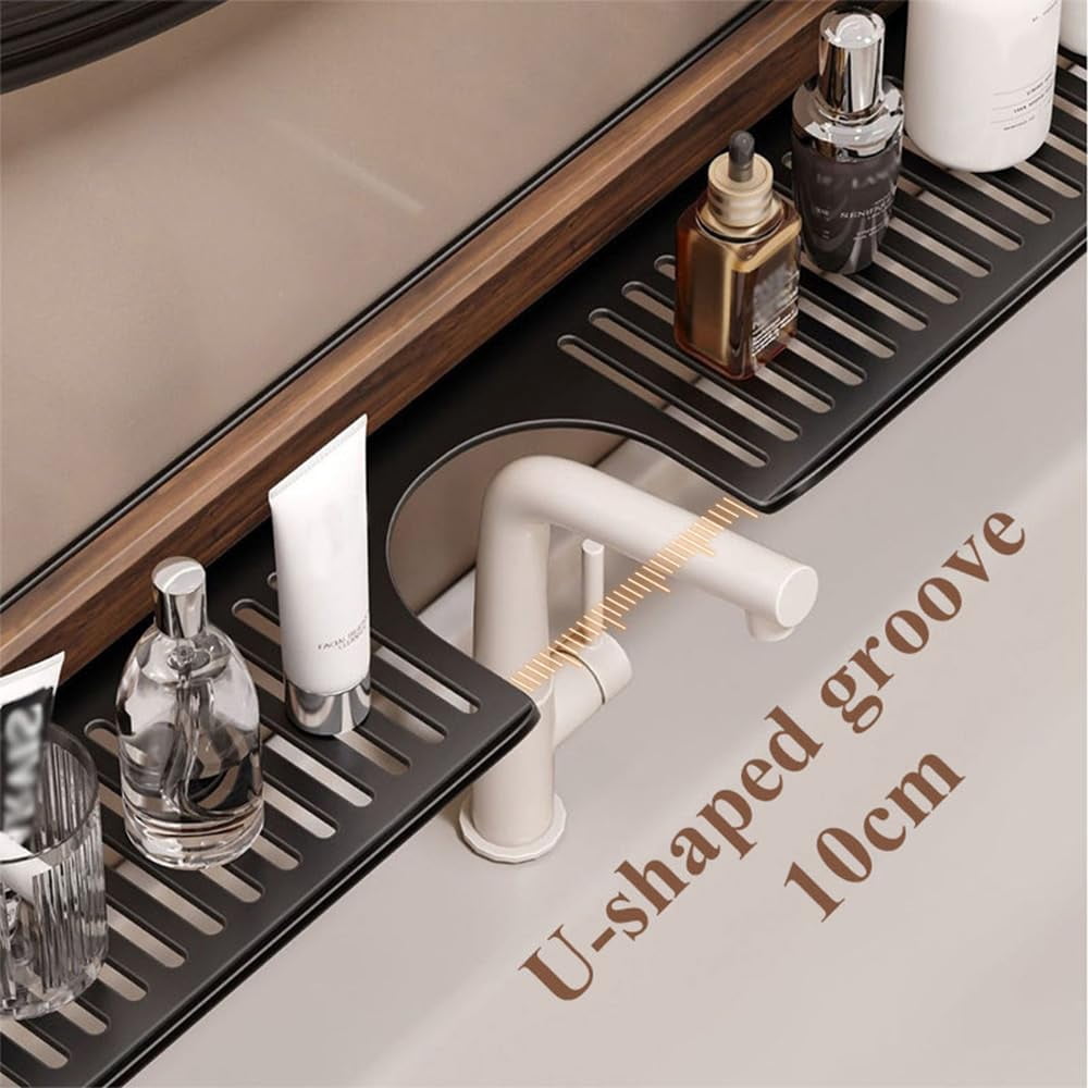 Faucet Rack for Bathroom Sink, Over-Faucet Organizer with Suction Cups, No Drill Removable Sink Shelf for Bathroom & Kitchen Storage