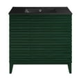 thumbnail image 3 of Cascade 36" Freestanding Bathroom Vanity in Green Oak with Black 3-Hole Widespread Sink Top, 3 of 8