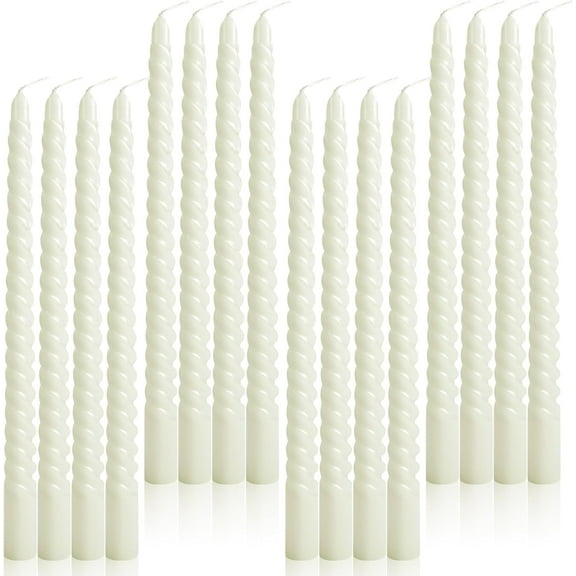 Jeffbaubl 16 PCS Spiral Taper Candles,10 Inch Dripless Twisted Candles,White Spiral Candle Twisted Candlesticks,Long Unscented Candle Sticks for Dinner Wedding Party Home Decoration