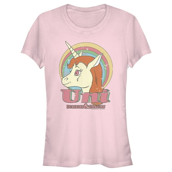 Junior's Dungeons & Dragons Uni Unicorn Cartoon Graphic Tee Light Pink X Large