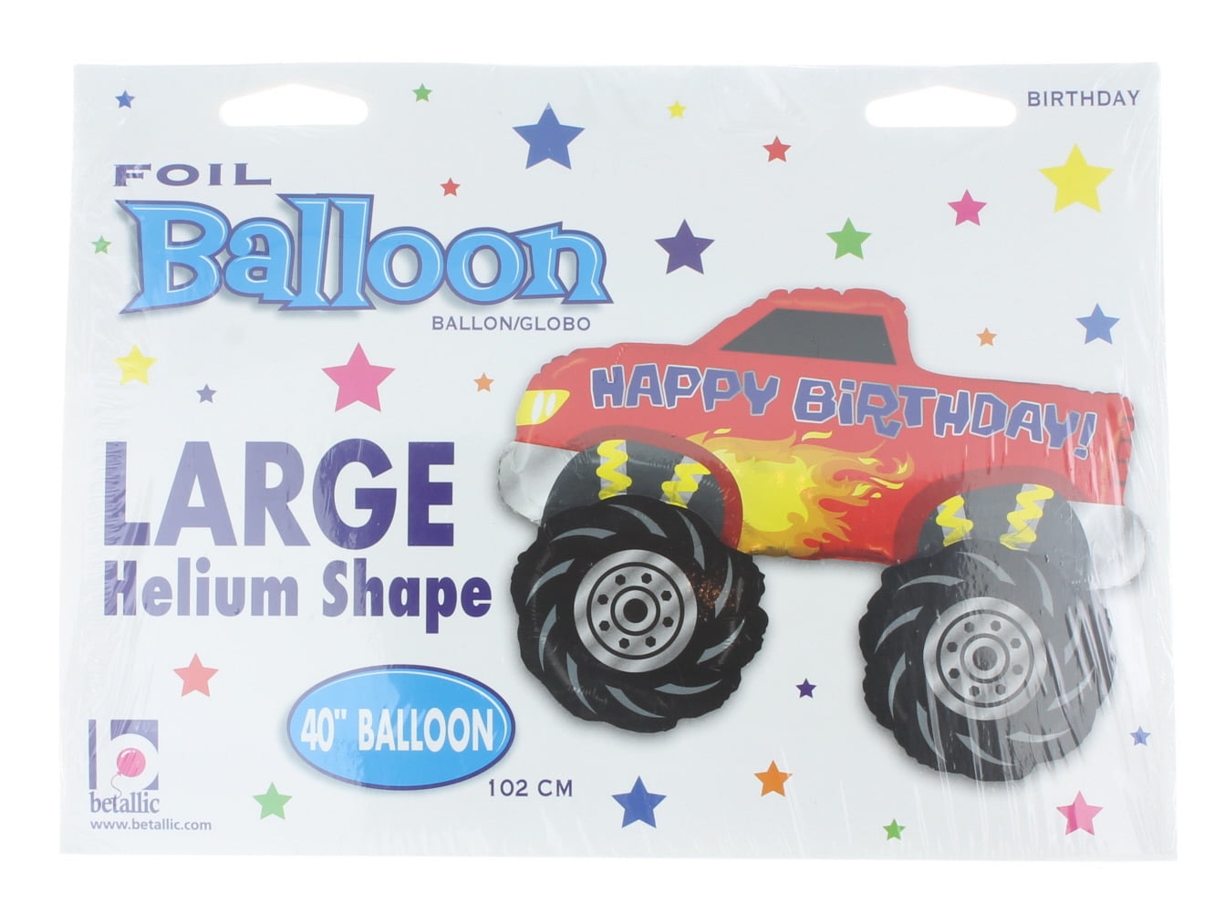 40" Happy Birthday Monster Truck Mylar Foil Balloon 4 x 4 Big Wheel Racing Party