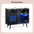 thumbnail image 3 of Gymax Record Player Stand w/LED Light Power Outlets Sliding Door Vinyl Storage Holder Black, 3 of 10