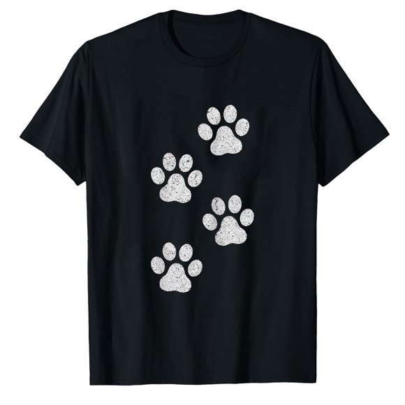AALJY Paw Print Dog Cat Pet Lover T-Shirt