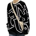 thumbnail image 4 of Camiseta de Manga larga para hombre Adepaton Cuello redondo Moda Transpirable Absorbe La Humedad Patrón Del Alfabeto Negro XL, 4 of 8