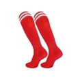 thumbnail image 2 of Ticikt Men's Knee-High Soccer Socks, Breathable Striped Long Athletic Socks for Sports,Red, 2 of 4