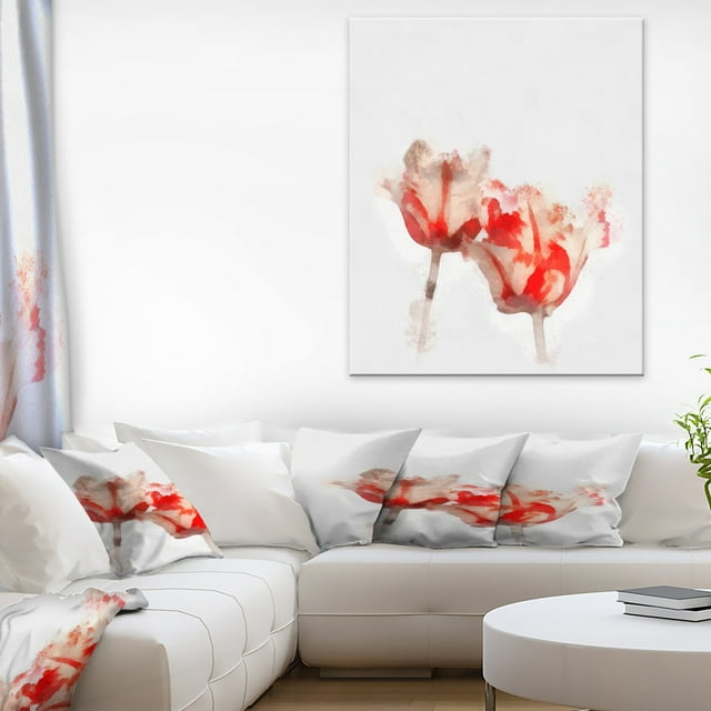 Colorful Watercolor Roses on White - Large Floral Canvas Artwork