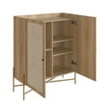 thumbnail image 4 of Boho Bar Cabinet - 36"L x 43"H with Gold Iron Legs, 2 Rattan Door Sideboard, Coastal Oak, 4 of 6