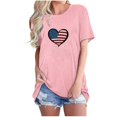 thumbnail image 1 of Camisetas de Manga Corta para las Mujeres Día de la Independencia Impresión Básica Camiseta de Verano, Cuello Redondo Casual Camiseta Blusa, 1 of 4