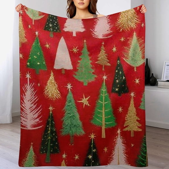 RKSupls Christmas Throw Blanket,Christmas Tree Soft Flannel Blanket, Fuzzy Warm Cozy Winter Blanket for Couch Bed Home Decor,50x60 in
