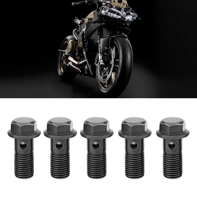 Banjo y Lavadoras de Banjo de Freno de Motocicleta, Perno de Banjo de Freno de 5 Piezas y Lavadoras de Banjo de 10 piezas, Dos Tamamos M10 x 1.25 mm y m10 x 1.0 mm opcional