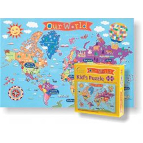 Round World Products 24 x 36 in. World Jigsaw Puzzle for Kids