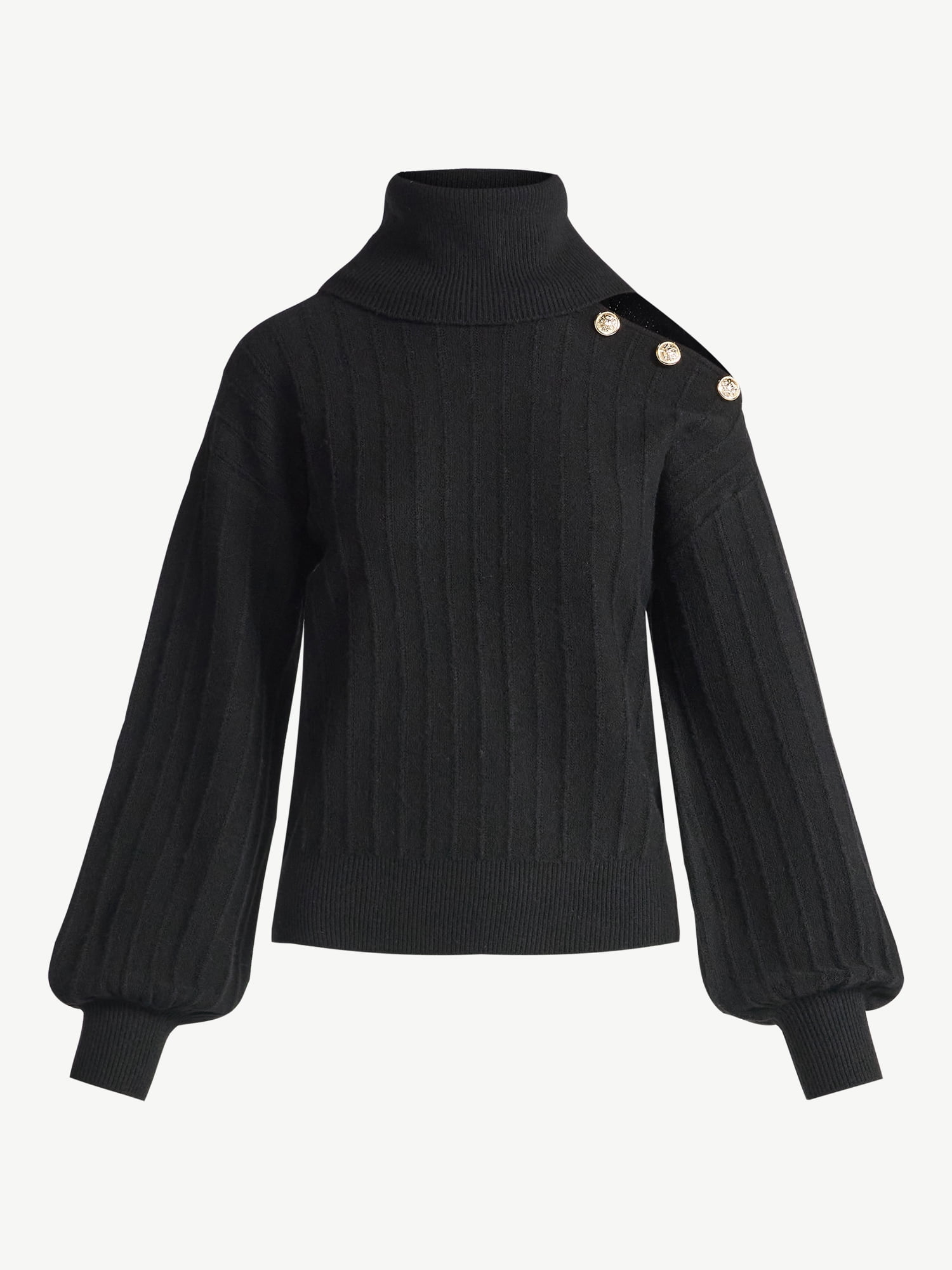 Sofia by Sofia Vergara Women's Mock Neck Button Pullover Sweater, Mid Weight, Sizes, XS-XXXL
