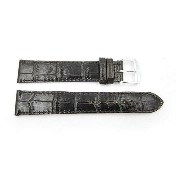 Genuine Leather Brown 16mm Watch Band Crocodile Grain Made In France