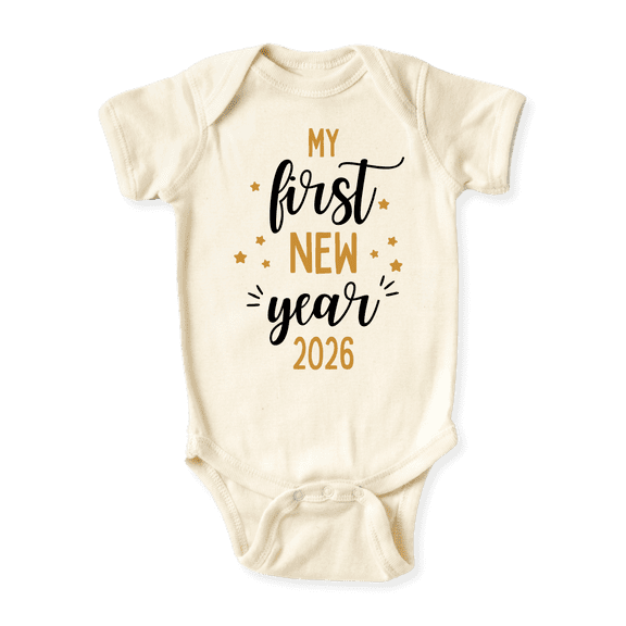 My First New Year Baby Bodysuit, Newborn Outfit, Baby Clothes, Gift for Children 6-9m Natural